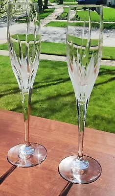 Set Of 2 Mikasa Crystal Flame D'amore Fluted Champagne Flutes 10 5/8  • $39.99