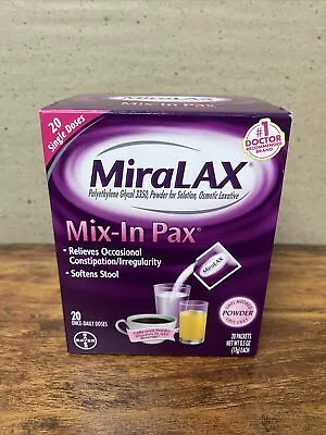 MiraLAX Powder Mix-in Pax Single Dose Packets 20 Count 09/2025 - Sealed • $23.99