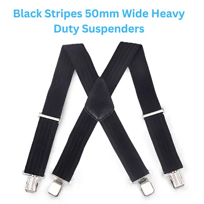 £7.95 • Buy Heavy Duty Work Trouser Braces 50mm Highly Elasticated Unisex Suspenders Black