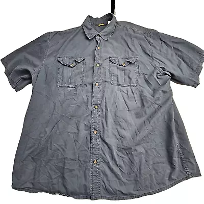 Cabela's Shirt Mens 2XLT Blue Canvas Bottom Up Short Sleeve Cotton Pockets • $15.95