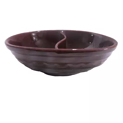 Marcrest Brown Stoneware Divided Dish Daisy Dot 8  X 10  Horderve Tray Relish  • $12.99