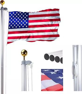 25 FT Sectional Flag Pole Heavy Duty Aluminum Outdoor In Ground Flagp • $82.99