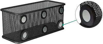 Mesh Magnetic Storage Baskets - Set Of 1 (Black) With Anti-Slip Feature And Stro • £10.30