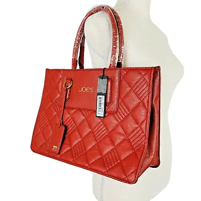 Joe's Jeans Handbag Med Red Scarlet Quilted Vegan Snap Purse MSRP $110 NWT • $32.32