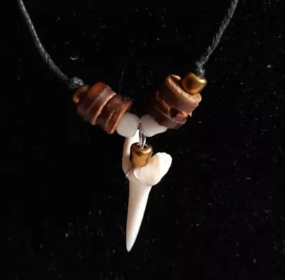 Genuine Long Pointed Real Shark Tooth Surf Necklace Authentic With Slipknot Cord • £7.05