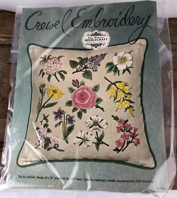 Elsa Williams Crewel Embroidery Floral Pillow Kit Rose Lilac Dogwood KC324 Vtg • $35