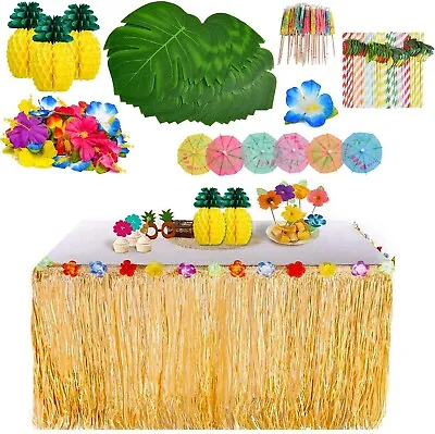 £13.59 • Buy Hawaiian 119 Pieces Tiki Party Decoration, Luau Grass Table Skirt Set