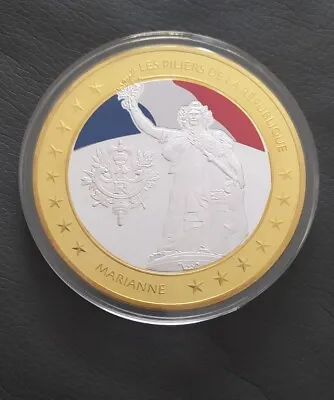 GIANT Coin Medal French Franc Marianne Silver & Gold Plated No Dollar Rare + 🎁 • $44.90