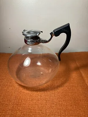 Vintage Glass Cory Coffee Pot Carafe Flip Top Silver Tone Metal Lid 8 Cup • $14.99