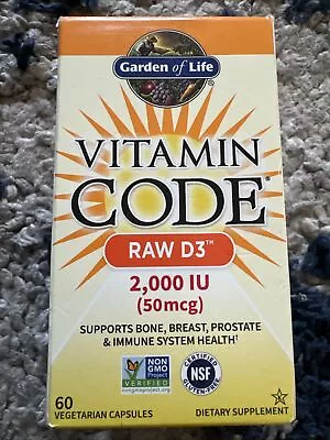 Garden Of Life Vitamin Code Raw D3 2 000 IU 60 Vegetarian Capsules Dairy-Free • $19.23