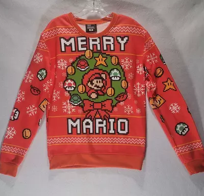 Nintendo Super Mario Bros MERRY MARIO Ugly Christmas Sweatshirt Sz M NWOT • $21.99