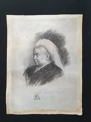 1897 Queen Victoria Signed Royal Photo Engraving Jubilee Portrait Royalty Vellum • $9999.96