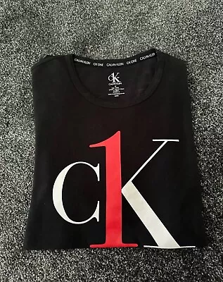 Calvin Klein Mens Black T-shirt Size Medium 100% Cotton Immaculate Condition • £9.99