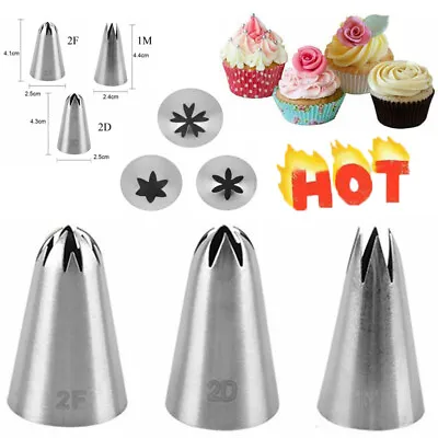 1M/2D/2F Rose Flower Cream Icing Piping Nozzle Tool Pastry Tip Baking Cake Decor • £2.75