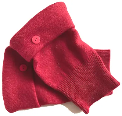 Fingerless Gloves Red 100% Cashmere L - Xl Large - Extra-large Mittens Women's • $34.98