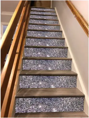 Gun Metal Grey Glitter Stairs 12metre Roll Cover Upto 14 Steps Risers • £64.99
