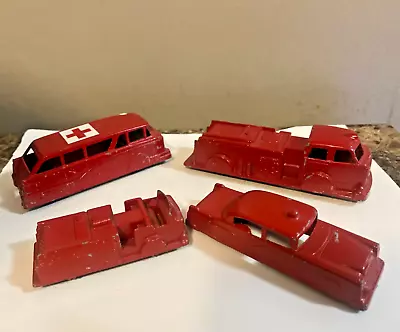 Vintage Original Midge Toy 4 Piece Diecast Metal Emergency Cars  ROCKFORD U.S.A. • $2.82