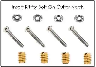 STAINLESS STEEL Screws (4) Insert Kit For Bolt-On Guitar Neck Upgrade - Complete • $9.99