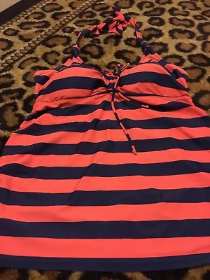 1 Pc Motherhood Women's Maternity Striped Halter Swim Top Tie Neck Size Large  • $36