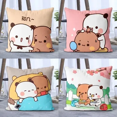 Panda Bubu And Dudu Printing Throw Pillow Cartoon Square Pillow Kawaii Plush • £12.99