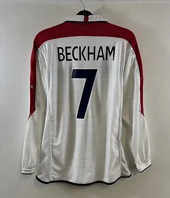 England Beckham 7 L/S Home Football Shirt 2003/05 Adults Large Umbro G427 • £129.99