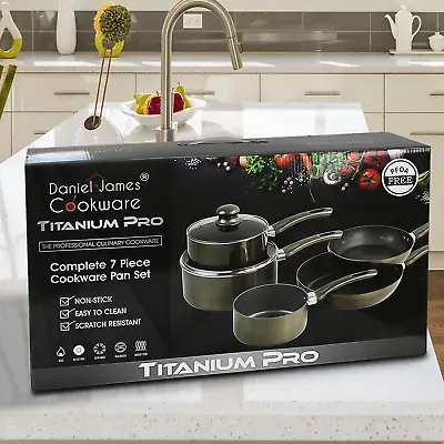 Non Stick Ceramic Pan Saucepan Frying Pewter Cookware Aluminium Induction Set • £44.99