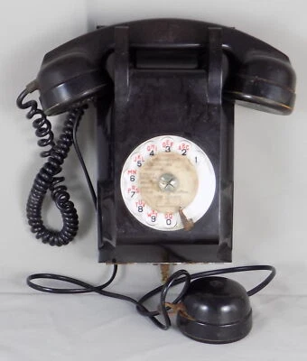 £22.50 • Buy 1960s FRENCH ERICSSON BLACK BAKELITE WALL TELEPHONE & EARPIECE - DISPLAY SPARES