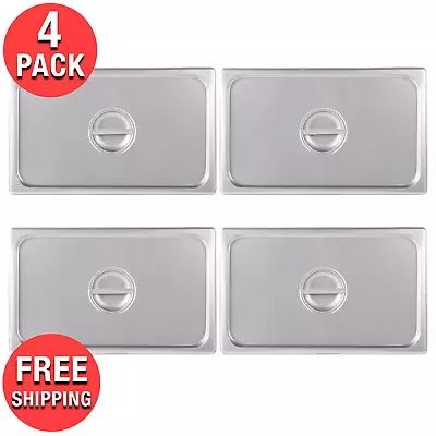 (4-Pack) Full-Size FOOD PAN LID COVERS Stainless Steel Steam Prep Table Insert   • $75.53