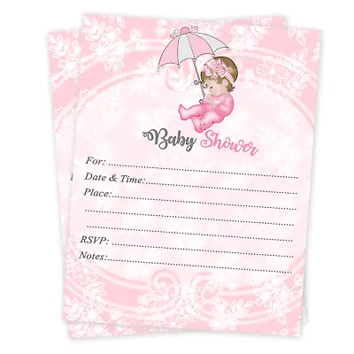 Pink Baby Shower Invitations Cards Invites Decorations & Envelopes Invites Qty20 • $14.75