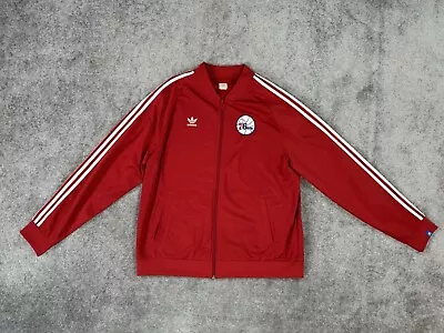 Philadelphia Sixers Jacket XXL Red Adidas NBA Zip Trefoil Logo Track Warm Up • $39