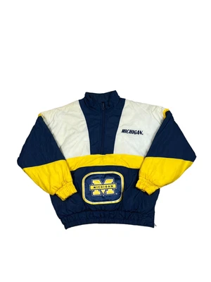 £59.99 • Buy Vintage Logo 7 Blue Michigan College Embroidered Quarter Zip Pullover Jacket L