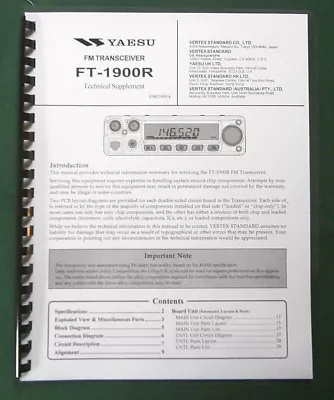 Yaesu FT-1900R Service Manual: With All 11 X17 Foldouts (full Color)  • $31.20