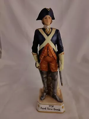 £19.99 • Buy Large 24cm Vintage Porcelain Soldier Figurine 1758 ROYAL HORSE GUARDS 