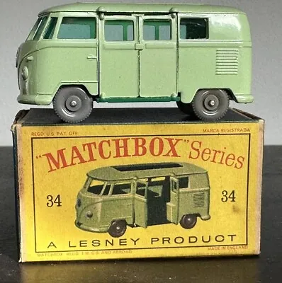 Lesney Matchbox Toys MB34b Volkswagen Camper Van GPW With D Box - Larger Wheels • £125