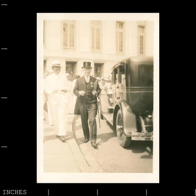 $14.99 • Buy Old Vintage Photo MAN IN FANCY SUIT AND TOP HAT CLASSIC CAR