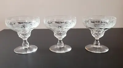 Lot Of 3 Vignes By Val St Lambert 4  Campagne Sherbet Glasses Elegant Glass • $45.89