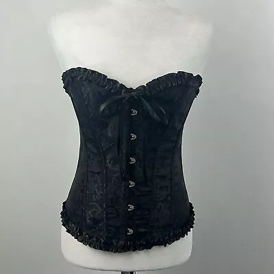 Unbranded Black Ruffle Sweetheart Lace Up Corset Womens Size M Steampunk Goth • $24.98