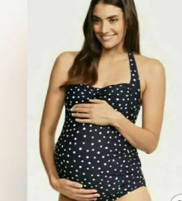 Figleaves Belle Maternity Polka Dot Tankini Top Size UK 12 US 8 • £12.95