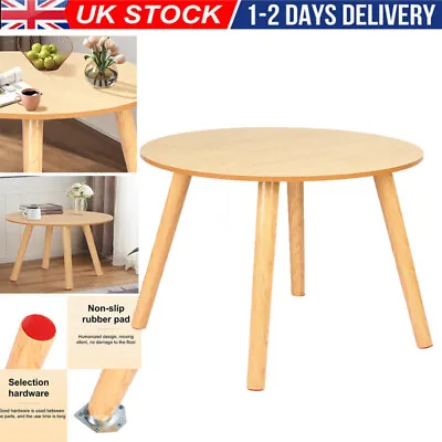 Dining/Living Room Round Wooden Table For 2-4 Seater| White With Solid Wood Leg • £23.99