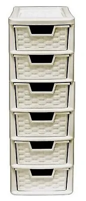 6 Tier Mini Drawer Plastic Multi-Purpose Tower Storage Kids Stationery-Mushroom • £17.95