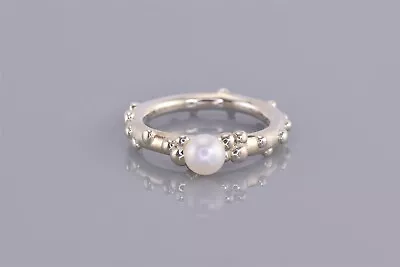 Michael Dawkins Sterling Silver White Pearl Pebble Accented Band Ring 925 Sz: 8 • $77.50