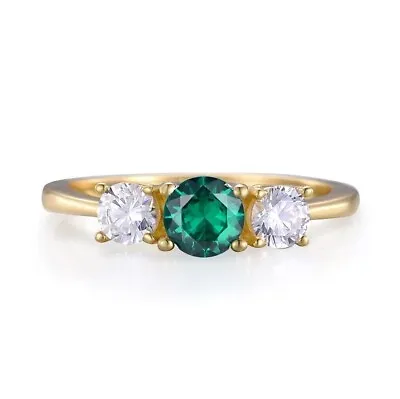 Ladies 9 Carat Gold & Sterling 925 Silver White Sapphire & Emerald Eternity Ring • £29.45