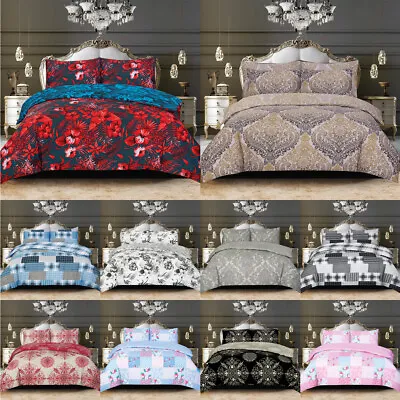 £18.95 • Buy 100% Rich Cotton Duvet Quilt Cover Printed Bedding Set Single Double & King Size