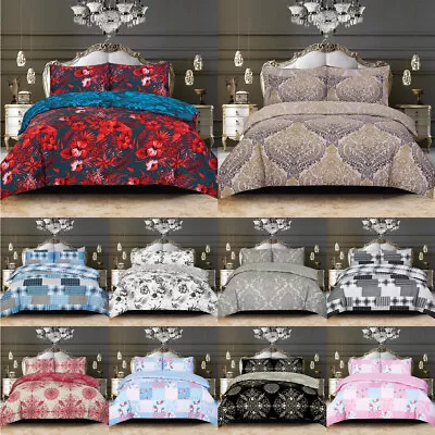 100% Rich Cotton Duvet Quilt Cover Printed Bedding Set Single Double & King Size • £18.95