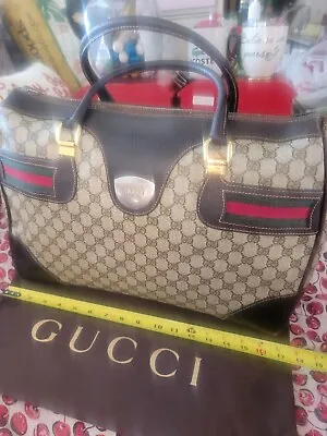 Authentic Monogrammed GUCCI GG Vintage Oversized Purse/Carry On Bag/Mini Luggage • $1499.99