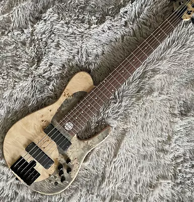 Custom 6-strings Electric Bass Guitar Yin Yang Burl Maple Top Black Hardware • $398
