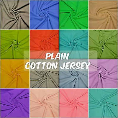 Plain Colour Cotton JERSEY Stretch Knit T-shirt Baby Grow Dressmaking Fabric  • £10.75