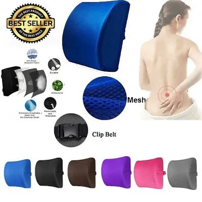 Lumbar Back Support Cushion Car Seat Wheelchair Office Chair Pillow Memory Foam • £8.99