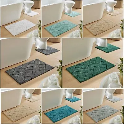 2 Pieces Bali Bath Mat And Pedestal Set 100% Cotton Bathroom Toilet Shower Rugs • £11.99