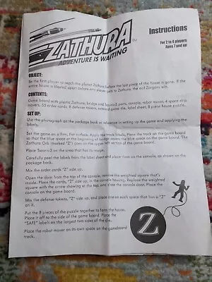 ZATHURA Adventure Is Waiting Board Game Replacement Parts INSTRUCTIONS ONLY • $10